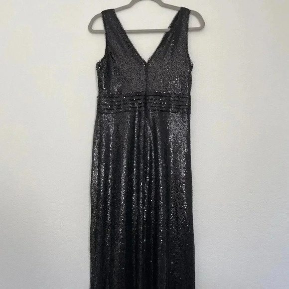 Kate Kasin Sequin Formal Cocktail Party Evening Maxi Dress Black Size 6 - Picture 9 of 13